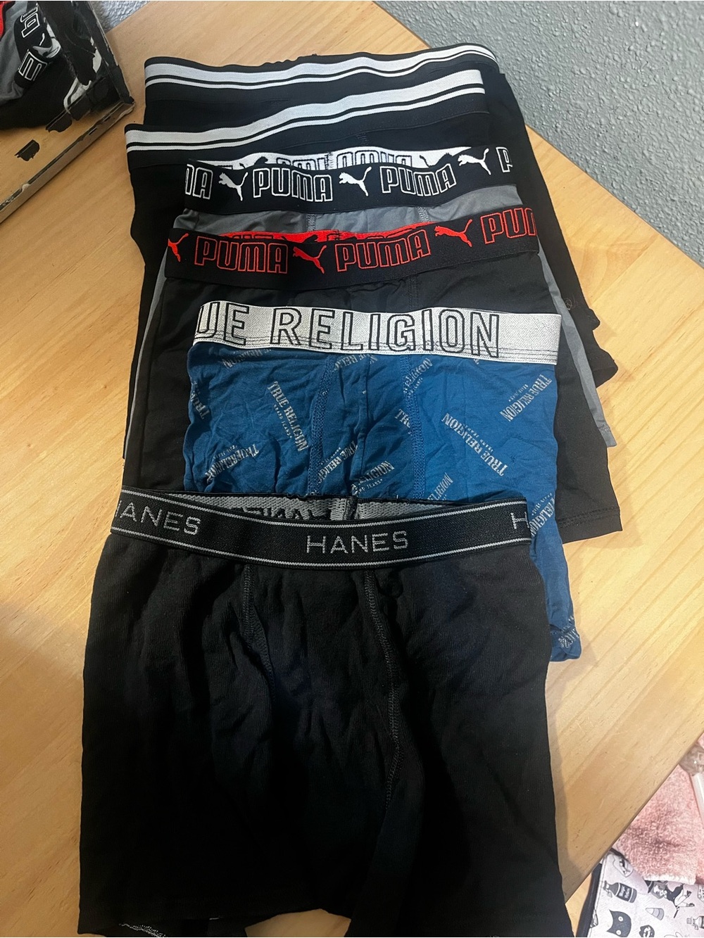Lot of 6 boys underwear sizes ranging 8-10 True Religion, Puma, Wonder Nation,